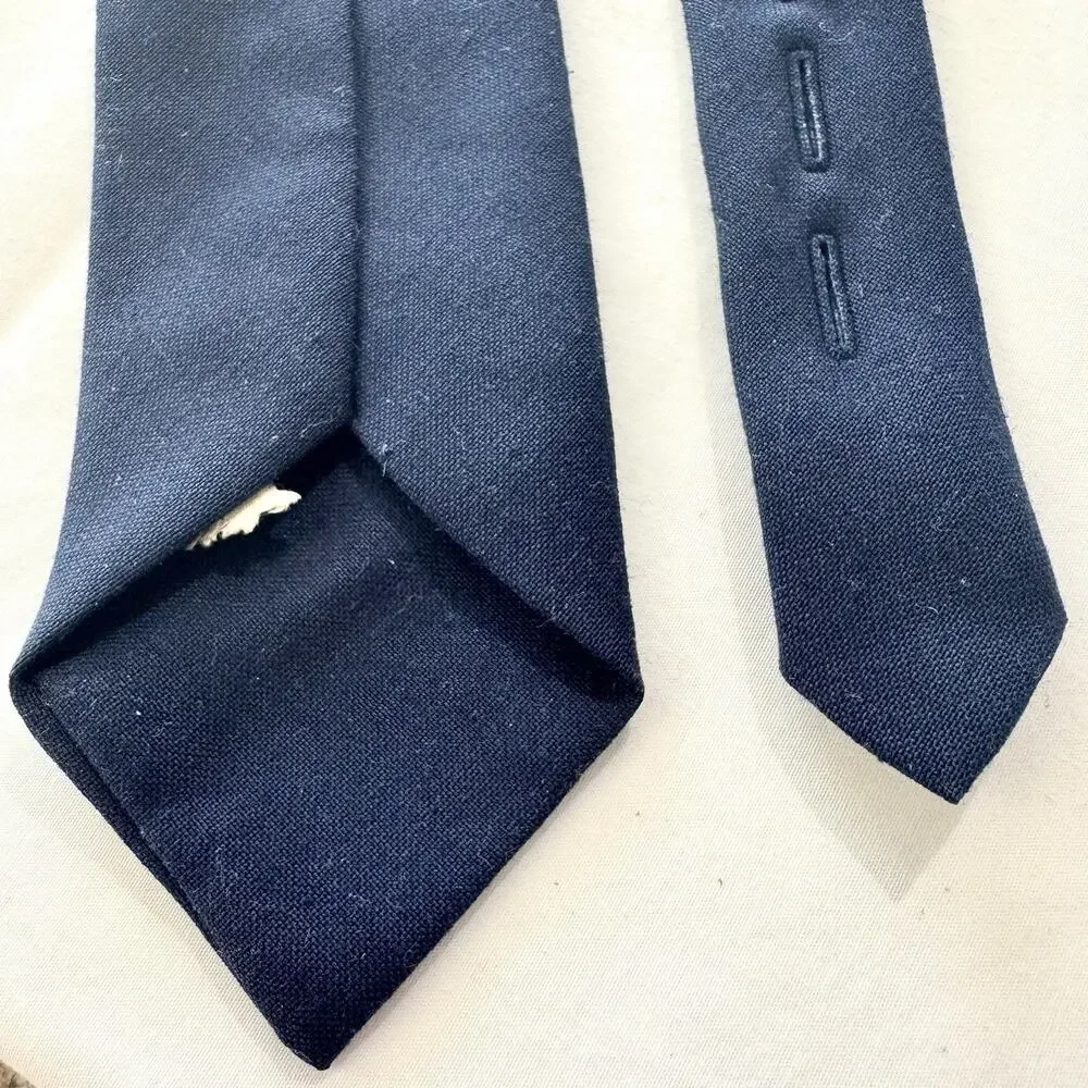 Vintage Prince Consort Mens Navy Blue Button Down Tie Adjustable Uniform USA